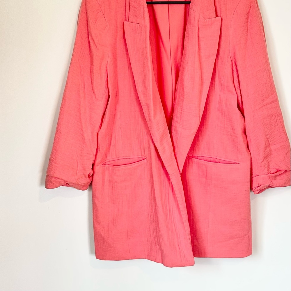 Nine West Coral Ruched Sleeve Open Front Blazer - Size: Extra Large - Picture 5 of 8